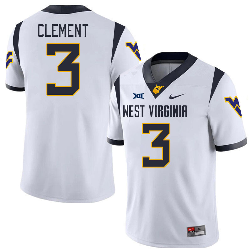 #3 Hudson Clement West Virginia Mountaineers College 2024 New Uniforms Football Jerseys Stitched Sale-White